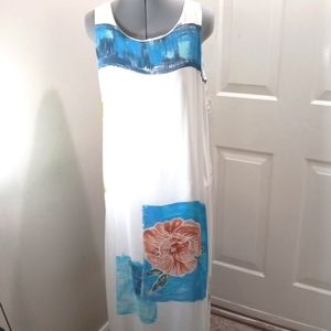 NWT David Dart Collection,Blue Lagoon. Size S, Cotton/Linen, Maxi Dress